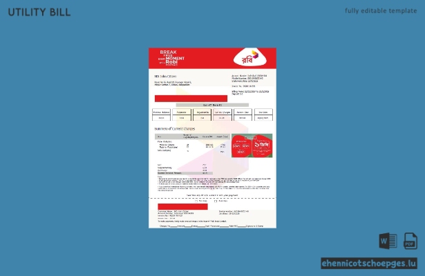 Beispiel einer Stromrechnung von Robi Axiata Limited aus Bangladesch (Word-Version 2)